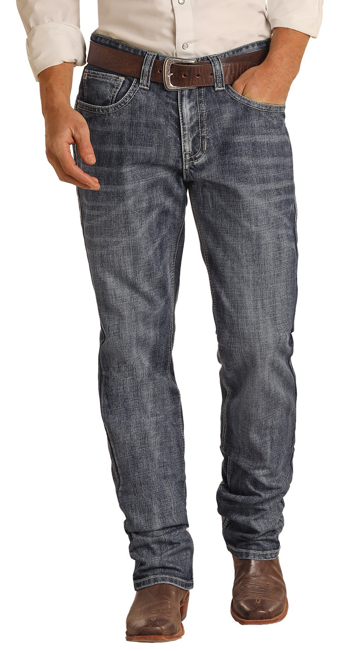 Men's Relaxed Fit Ladder Stitch Stackable Bootcut Jeans | Rock and Roll ...