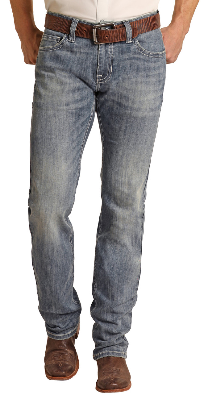 Regular Fit Beige Leather Bootcut Jeans | Rock and Roll Denim