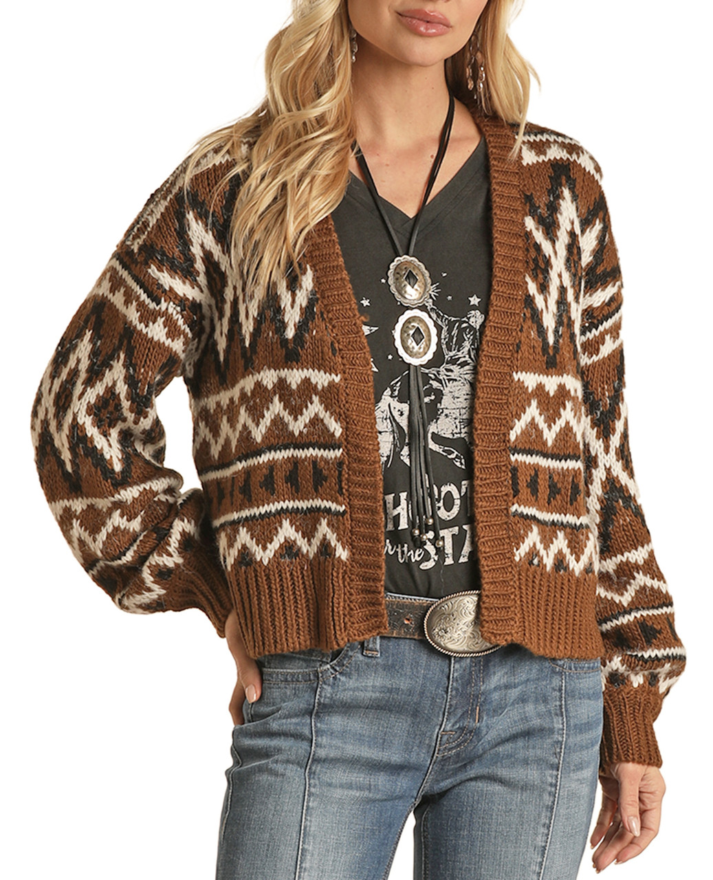 Rayna Aztec Pattern Cardigan Sweater