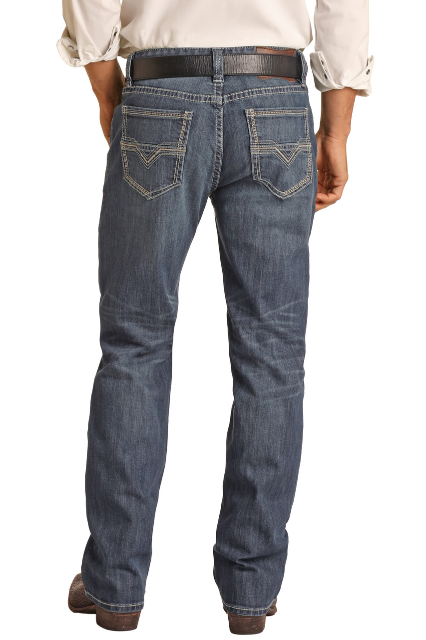 Men Distressed Denim Pants Stretch Slim Bootcut Jeans Trousers Button  Detail Fit