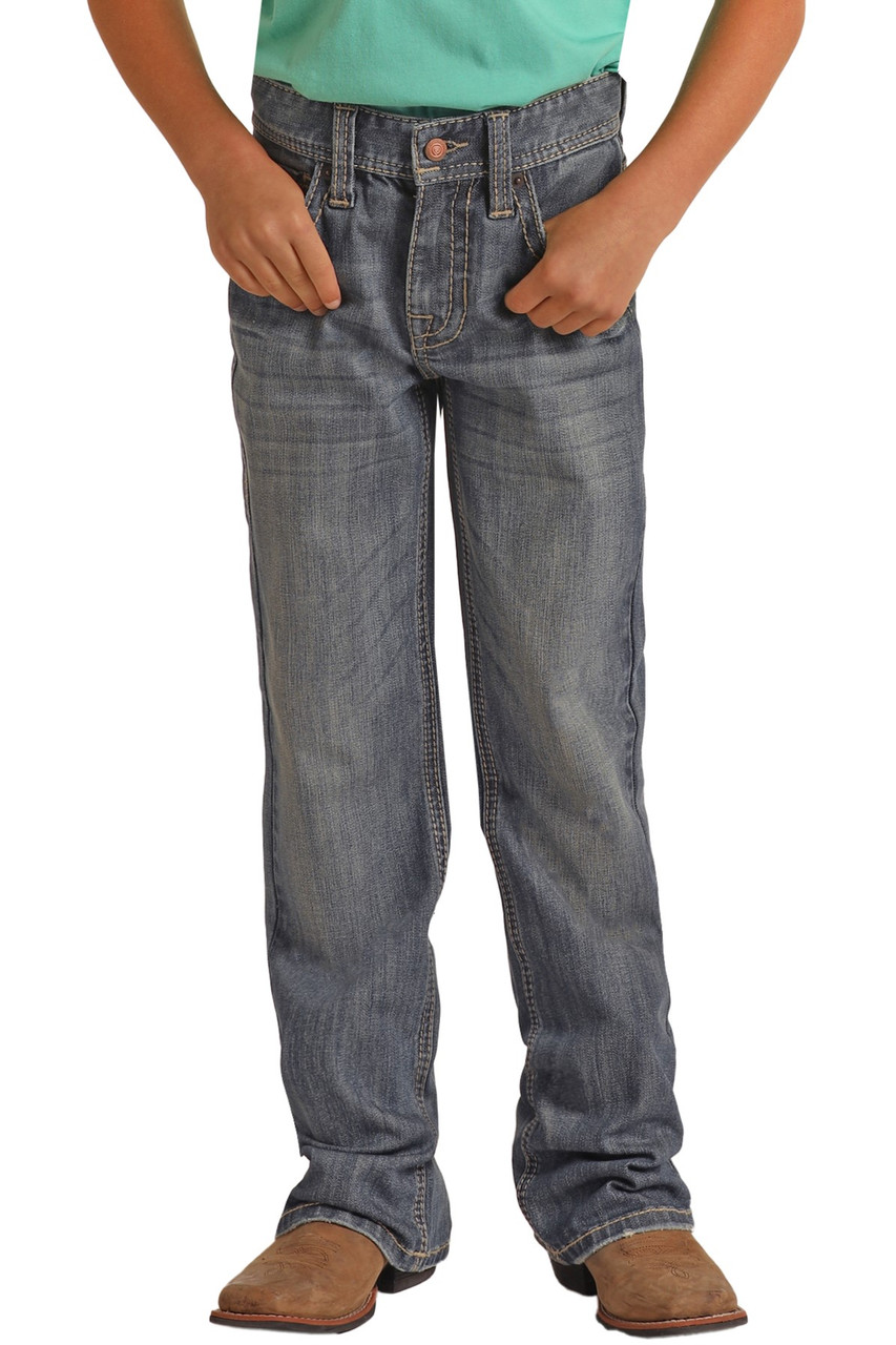 Boys' Relaxed Tapered Bootcut Jeans - Medium Vintage | Rock and Roll Denim