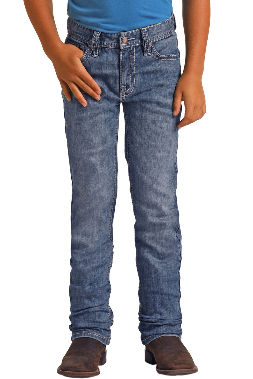 Boys' Slim Fit Stretch Straight Bootcut Jeans - Medium Wash | Rock and ...