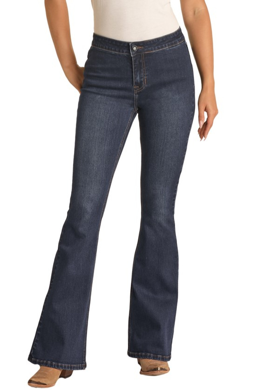 Women's High Rise Extra Stretch Flare Jeans - Dark Wash | Rock and Roll ...