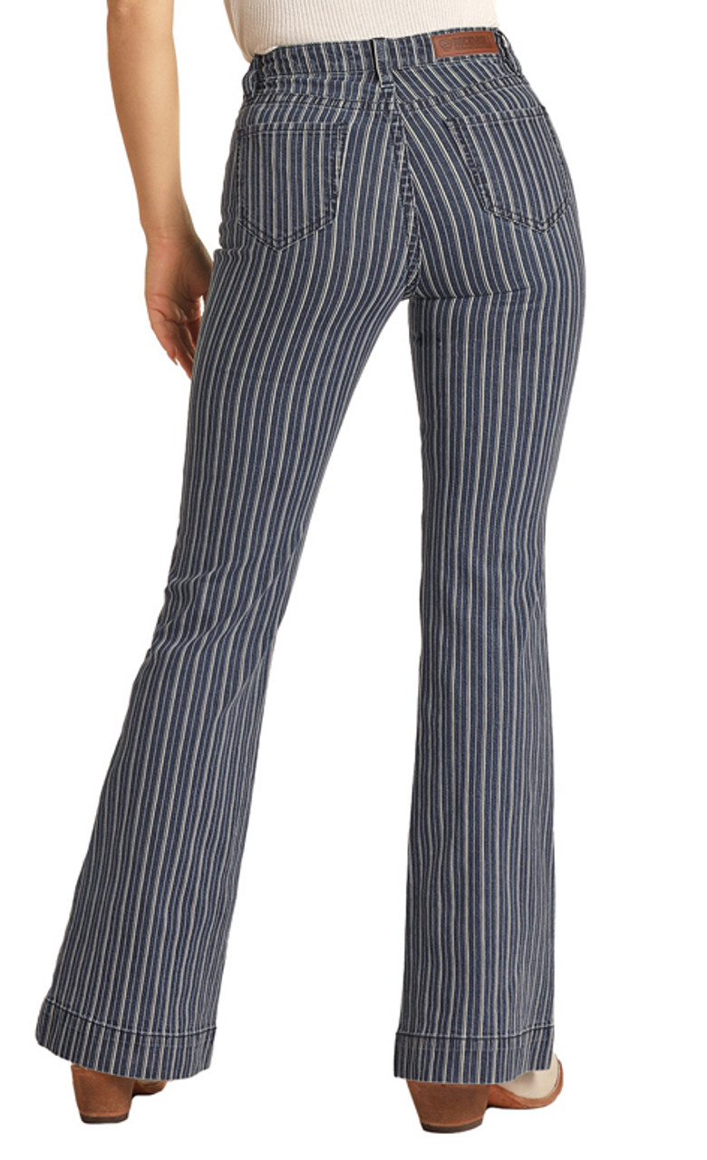 Striped denim jeans