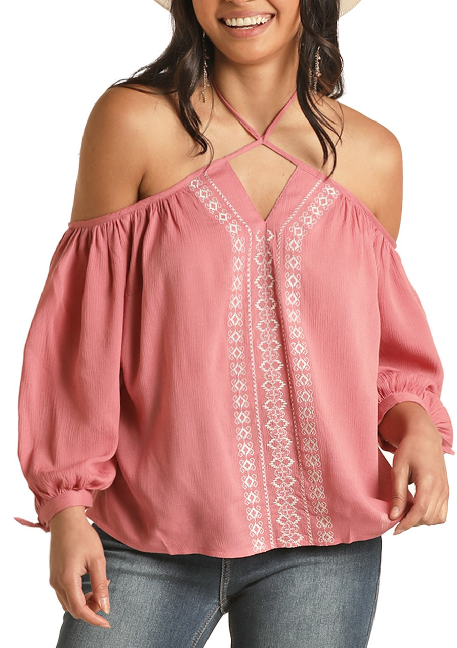 Women's Embroidered Cold Shoulder Blouse