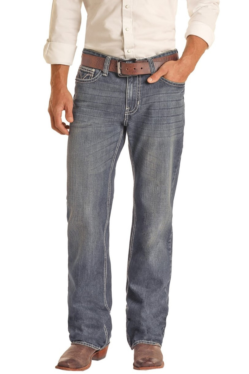 Men's Relaxed Fit Straight Jeans - Medium Vintage | Rock and Roll Denim