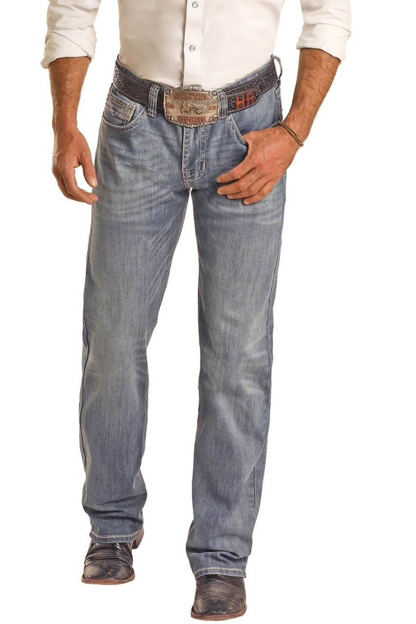 Denim Vintage Roll Rock Men\'s Jeans - Stretch Straight Medium Fit | and Regular