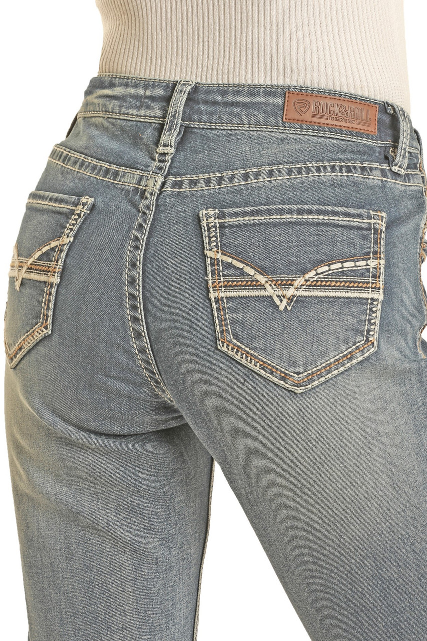 Women's Mid Rise Extra Stretch Bootcut Jeans - Medium Vintage | Rock ...