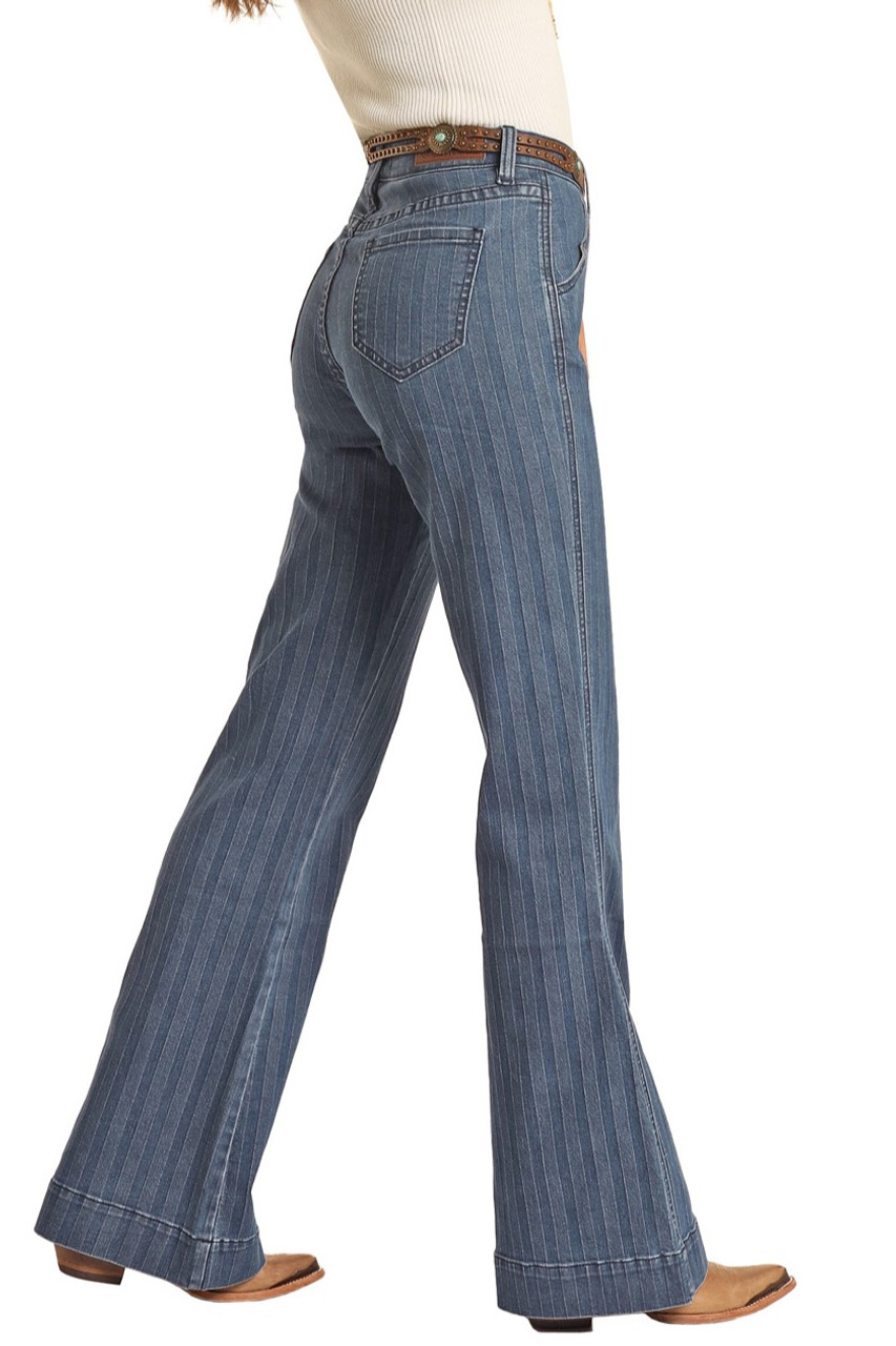 High Rise Extra Stretch Jacquard Stripe Trouser Jeans (RRWD5HR0SK)
