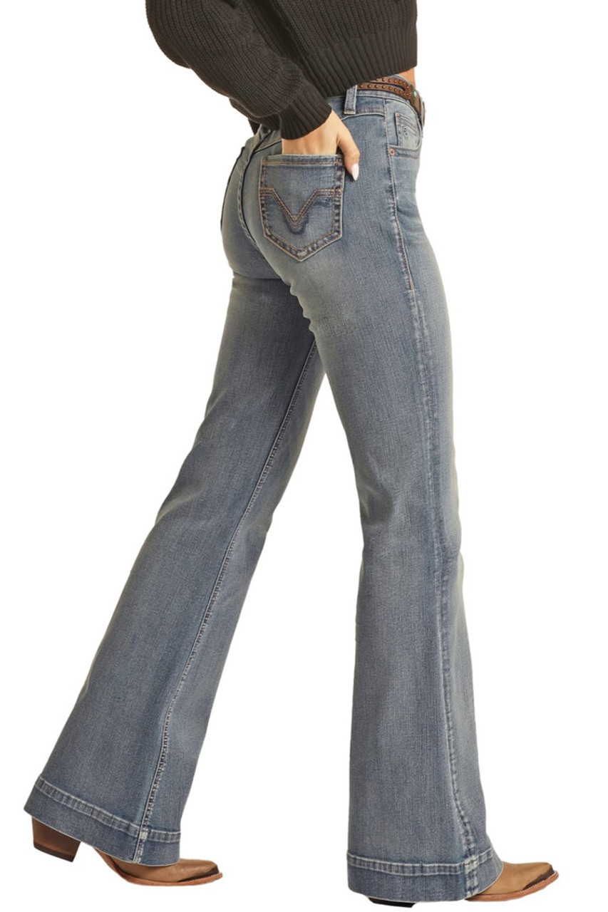Women's High Rise Stretch Trouser Jeans - Medium Vintage | Rock and ...