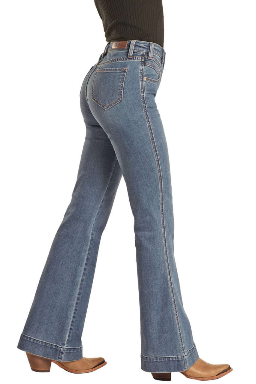 Women's High Rise Extra Stretch Trouser Jeans - Medium Vintage | Rock ...