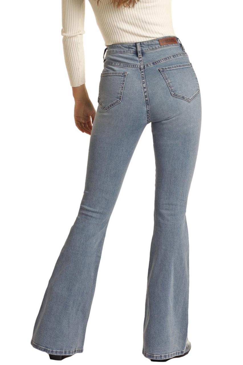 Women's High Rise Extra Stretch Flare Jeans - Light Wash | Rock and ...