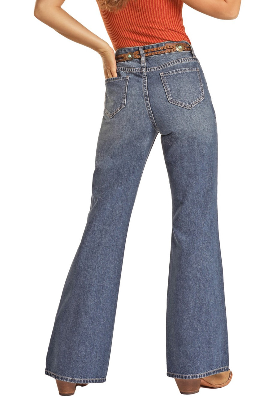Women's High Rise Flare Jeans - Medium Wash