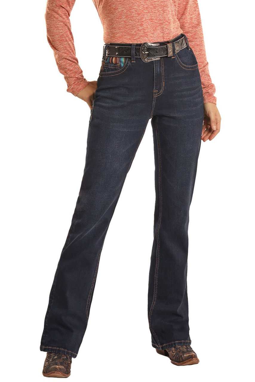 Women's High Rise Extra Stretch Bootcut Jeans - Dark Wash
