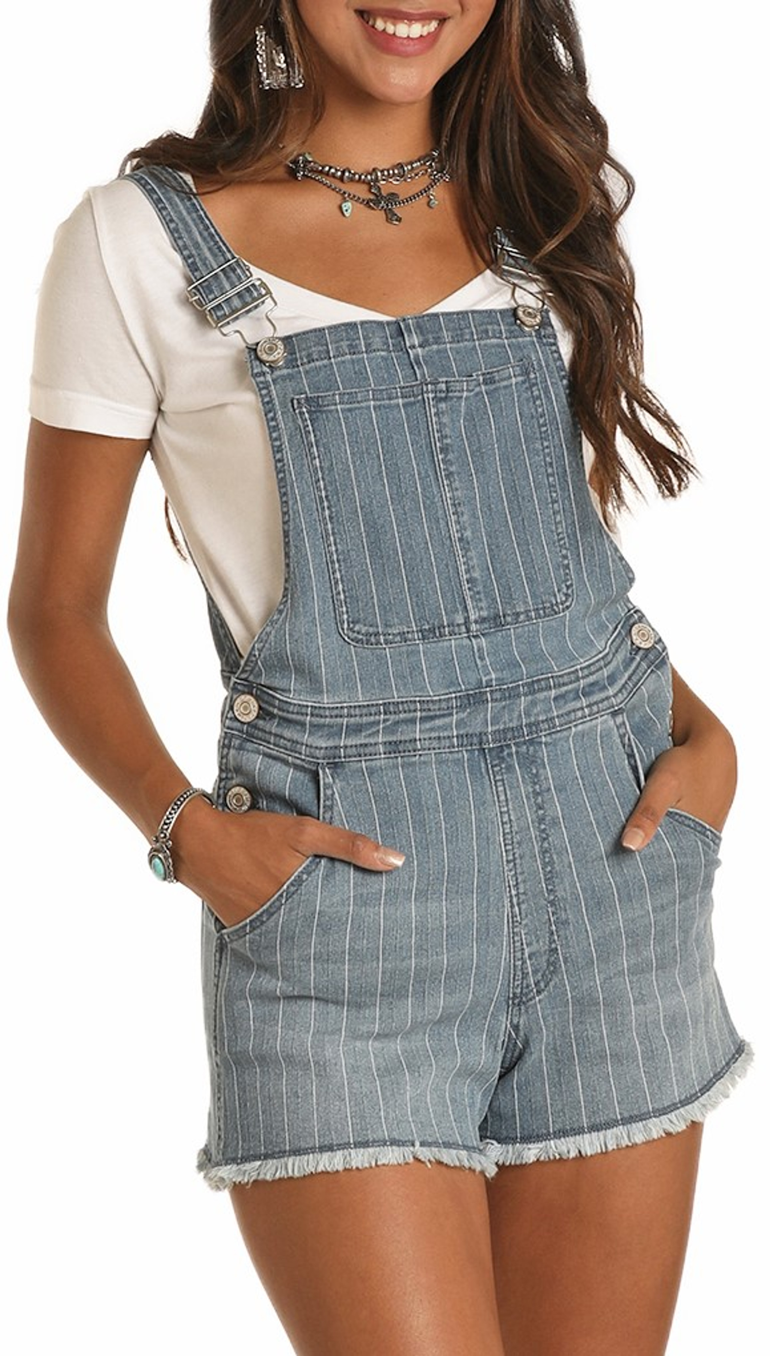 Women's Striped Overall Shorts | Rock and Roll Denim