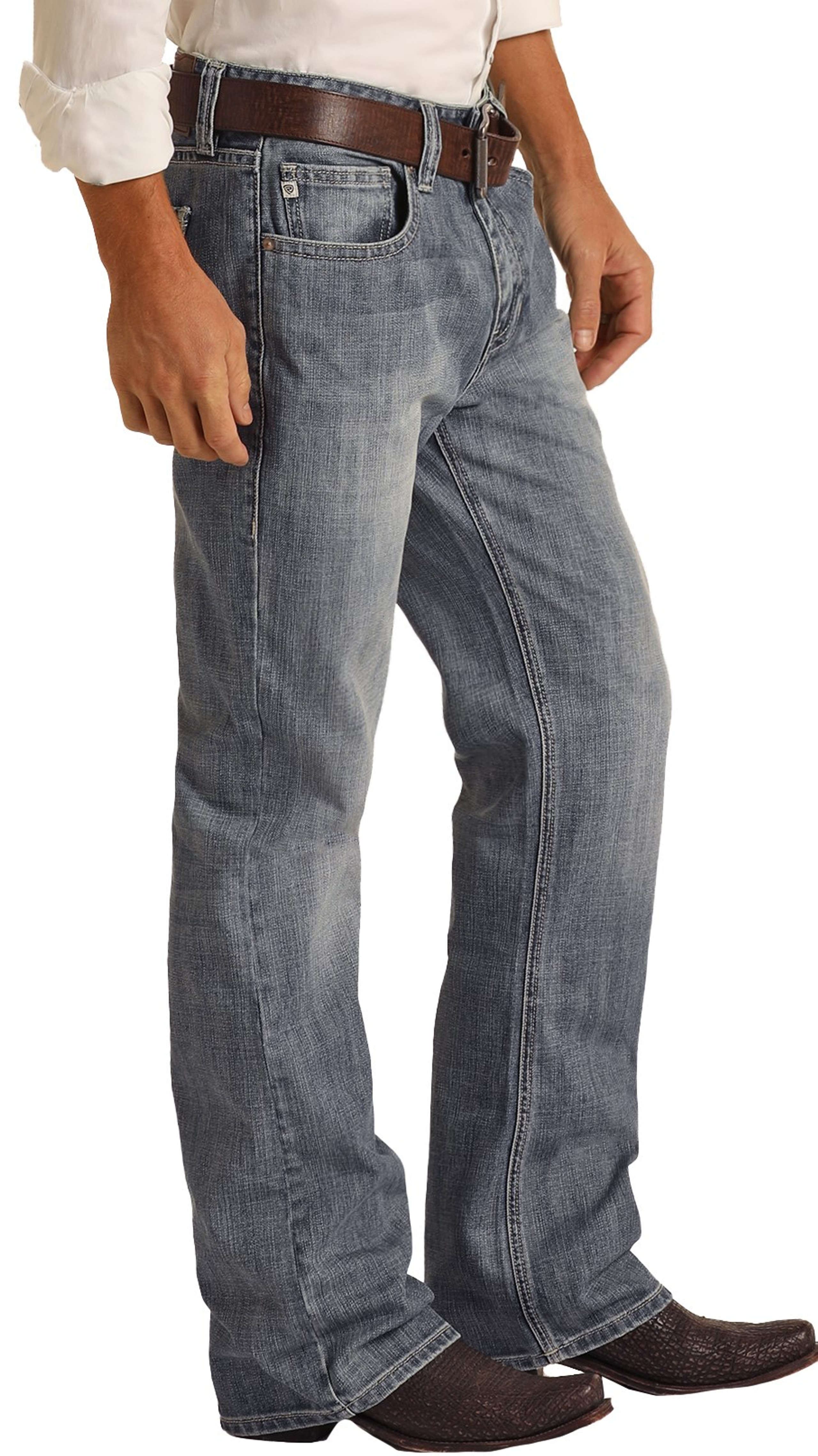 Men's Relaxed Fit Ladder Stitch Bootcut Jeans | Rock and Roll Denim