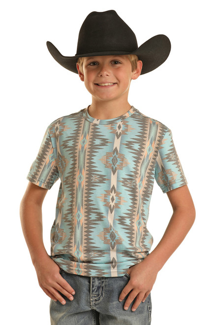 Boys' Aztec Print T-Shirt in Turquoise