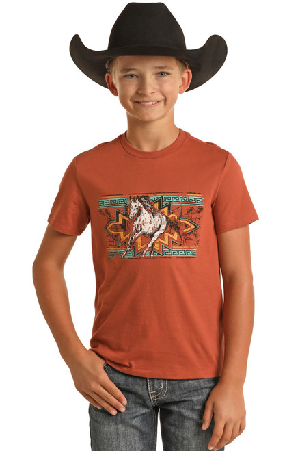 Boys' Graphic T-Shirt in Rust - Front