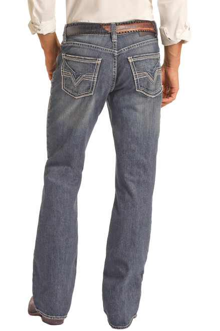 Relaxed Fit Bootcut Jeans in Medium Vintage - Back