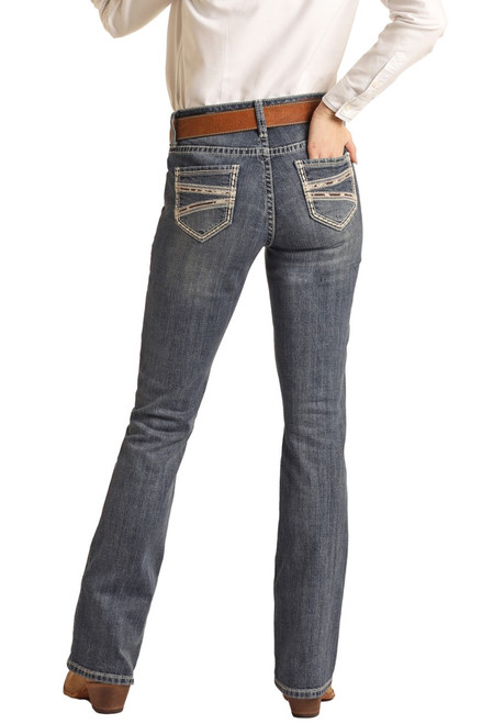 Women's Mid Rise Extra Stretch Riding Jeans in Medium Vintage - Back