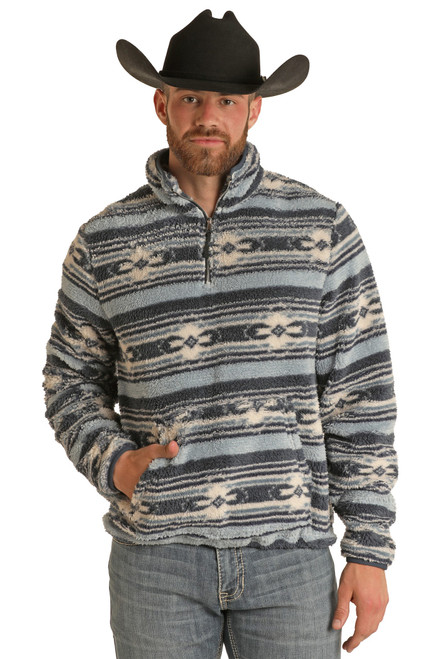 Aztec Print Pullover in Dark Grey | Rock and Roll Denim