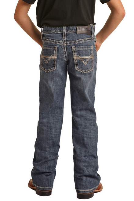 Boys' Regular Bootcut Jeans in Medium Vintage - Back