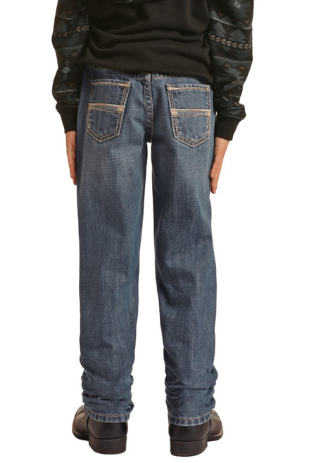 Boys' Slim Straight Revolver Jeans in Medium Wash - Back