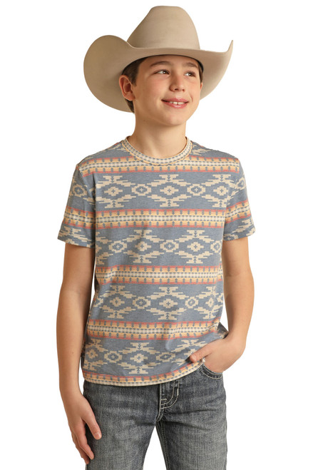 Boys' Aztec Print T-Shirt in Blue