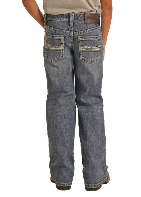 Boys' Relaxed Fit Bootcut Jeans in Medium Vintage - Back