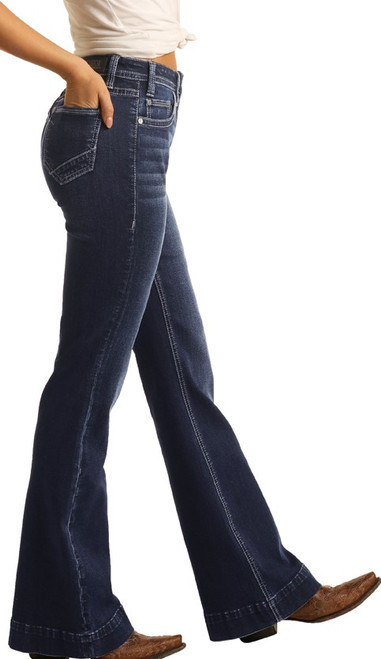 Women's High Rise Extra Stretch Button Fly Trouser Jeans | Rock and ...