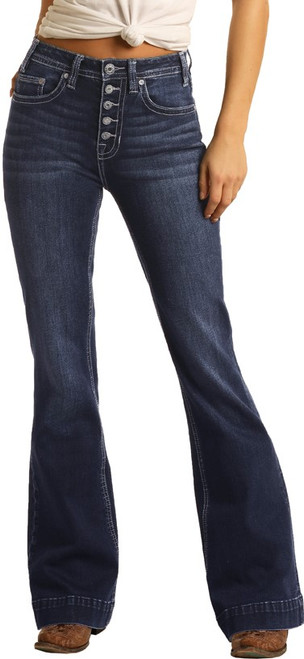 High Rise Extra Stretch Button Fly Trouser Jeans #W8H4165