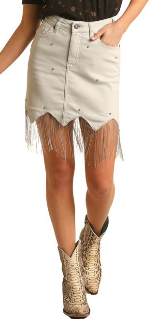 High Rise Extra Stretch Chain Fringe Skirt #69H3705