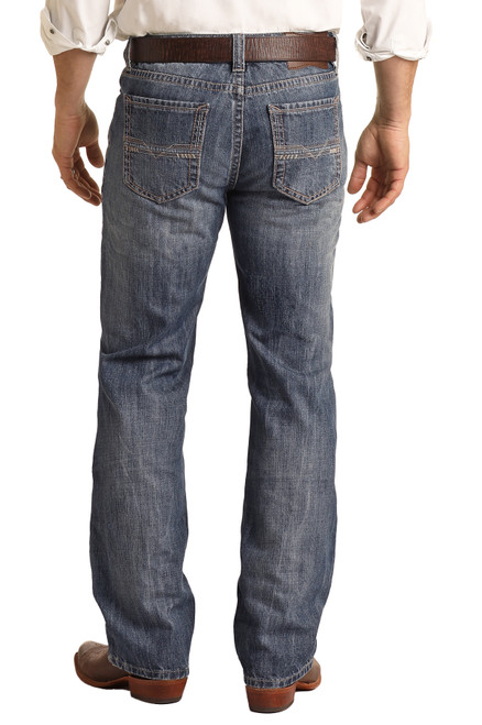 Relaxed Fit Raised Small V Straight Bootcut Jeans