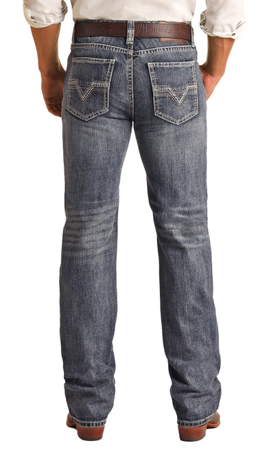 Relaxed Fit Two Tone Straight Bootcut Jeans
