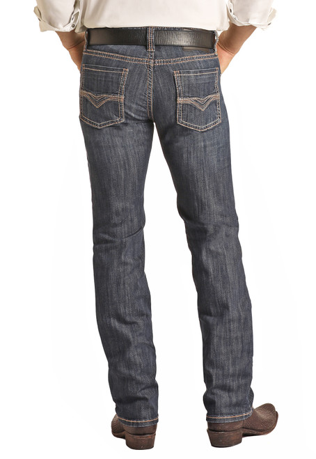 Slim Fit Stretch Double V Pocket Straight Bootcut Jeans