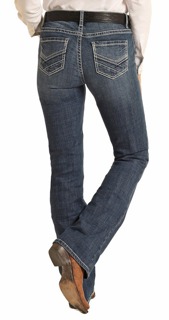 Mid Rise Stretch V Pocket Bootcut Riding Jeans