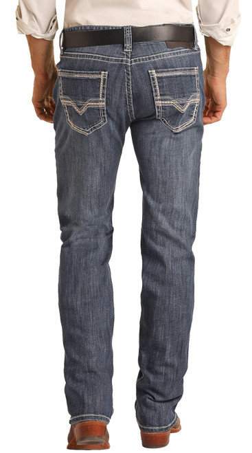 Regular Fit Stretch Two Tone Straight Bootcut Jeans