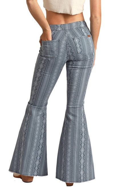 Women's High Rise Extra Stretch Bell Bottom Jeans - Sky Blue | Rock and ...