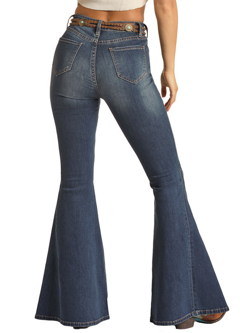 Women's High Rise Extra Stretch Bell Bottom Jeans - Medium Vintage ...