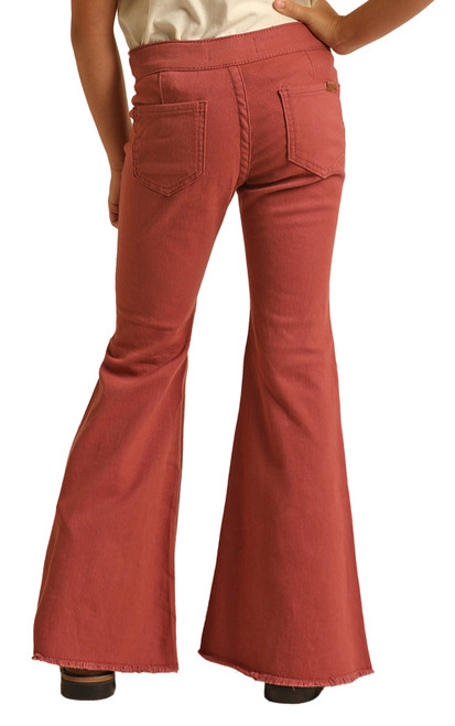 Girls' High Rise Extra Stretch Bell Bottom Jeans in Rose - Back