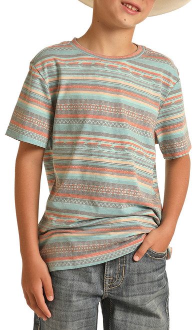 Boys' Aztec Pattern T-Shirts Shirt in Peacock - Front