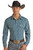 Men's Slim Fit Paisley Long Sleeve Snap Shirt in Blue - Front