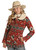 Women's Jacquard Wool With Berber Coat in Scarlet - Front