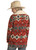 Women's Jacquard Wool With Berber Coat in Scarlet - Back