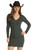 Women's Shimmer Ruched Mini Dress in Evergreen