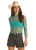 Women's Floral Mesh Lace Lace Top in Turquoise - Front