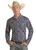 Men's Aztec Print Long Sleeve Button Shirt in Blue - Front