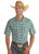 Men's Paisley Print Short Sleeve Button Shirt in Turquoise - Front