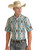 Men's Aztec Print Short Sleeve Button Shirt in Turquoise - Front