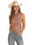 Women's Floral Print Sleeveless Snap Shirt in Orange - Front